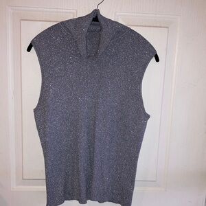 Sparkling Sleeveless Knit Top - Gray